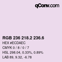 カラーコード: RGB 236 218.2 236.6 | qconv.com