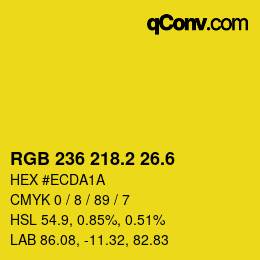 カラーコード: RGB 236 218.2 26.6 | qconv.com