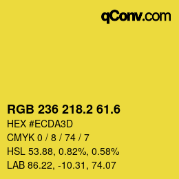カラーコード: RGB 236 218.2 61.6 | qconv.com