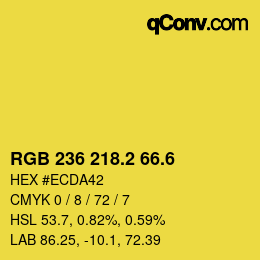 カラーコード: RGB 236 218.2 66.6 | qconv.com