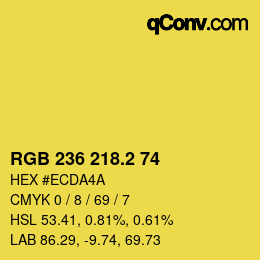 カラーコード: RGB 236 218.2 74 | qconv.com