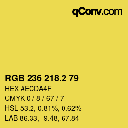 カラーコード: RGB 236 218.2 79 | qconv.com