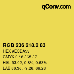 カラーコード: RGB 236 218.2 83 | qconv.com