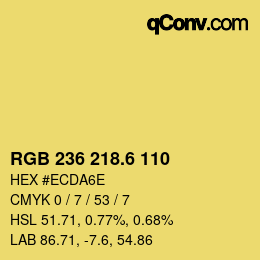 カラーコード: RGB 236 218.6 110 | qconv.com