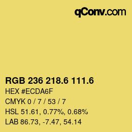 カラーコード: RGB 236 218.6 111.6 | qconv.com