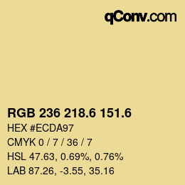 カラーコード: RGB 236 218.6 151.6 | qconv.com