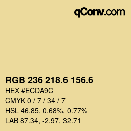 カラーコード: RGB 236 218.6 156.6 | qconv.com