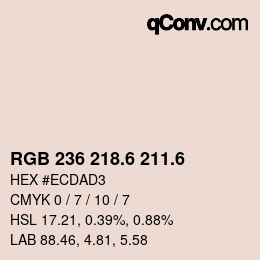 カラーコード: RGB 236 218.6 211.6 | qconv.com