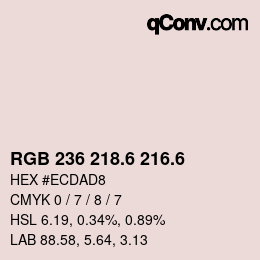 カラーコード: RGB 236 218.6 216.6 | qconv.com