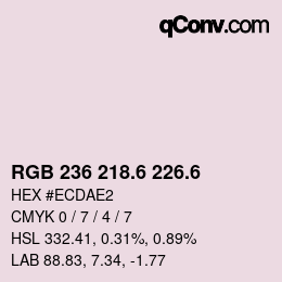 カラーコード: RGB 236 218.6 226.6 | qconv.com