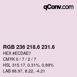 カラーコード: RGB 236 218.6 231.6 | qconv.com