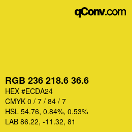 カラーコード: RGB 236 218.6 36.6 | qconv.com