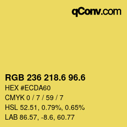 カラーコード: RGB 236 218.6 96.6 | qconv.com
