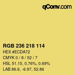 Color code: RGB 236 218 114 | qconv.com