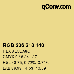 Color code: RGB 236 218 140 | qconv.com