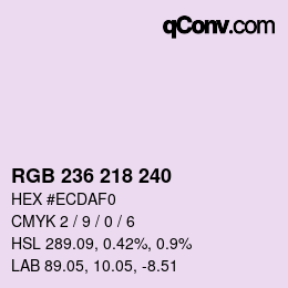 Color code: RGB 236 218 240 | qconv.com