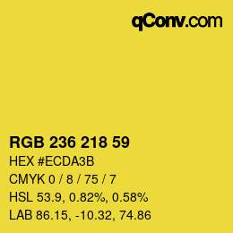 Color code: RGB 236 218 59 | qconv.com