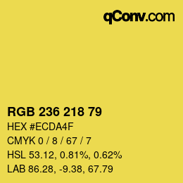 Farbcode: RGB 236 218 79 | qconv.com