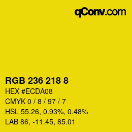 Color code: RGB 236 218 8 | qconv.com