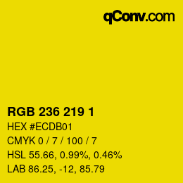 Color code: RGB 236 219 1 | qconv.com