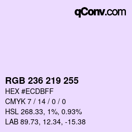 Color code: RGB 236 219 255 | qconv.com