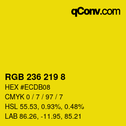 Color code: RGB 236 219 8 | qconv.com