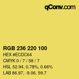 Color code: RGB 236 220 100 | qconv.com