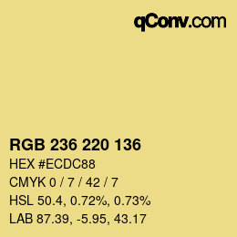 Color code: RGB 236 220 136 | qconv.com