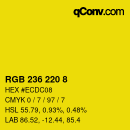 Color code: RGB 236 220 8 | qconv.com
