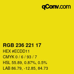 Color code: RGB 236 221 17 | qconv.com