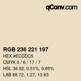 Color code: RGB 236 221 197 | qconv.com