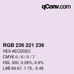 Color code: RGB 236 221 236 | qconv.com