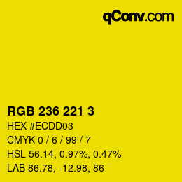 カラーコード: RGB 236 221 3 | qconv.com