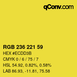 Color code: RGB 236 221 59 | qconv.com