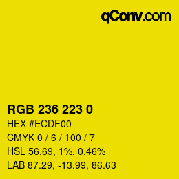 Color code: RGB 236 223 0 | qconv.com