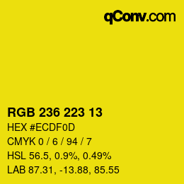 カラーコード: RGB 236 223 13 | qconv.com