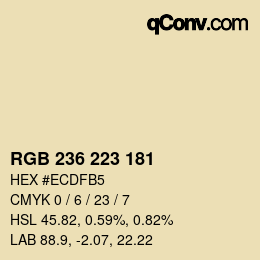 Color code: RGB 236 223 181 | qconv.com