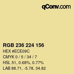 カラーコード: RGB 236 224 156 | qconv.com
