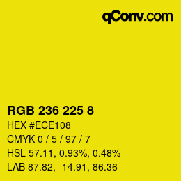 Code couleur: RGB 236 225 8 | qconv.com
