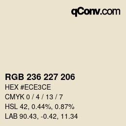 カラーコード: RGB 236 227 206 | qconv.com