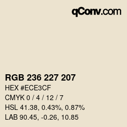 Código de color: RGB 236 227 207 | qconv.com