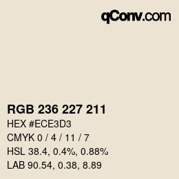 Color code: RGB 236 227 211 | qconv.com