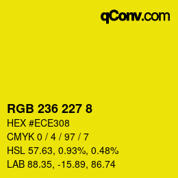 Color code: RGB 236 227 8 | qconv.com