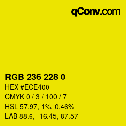 Color code: RGB 236 228 0 | qconv.com