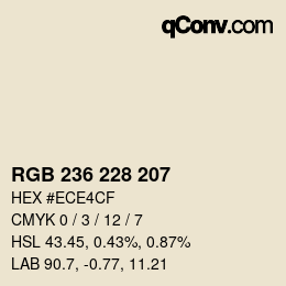 Color code: RGB 236 228 207 | qconv.com