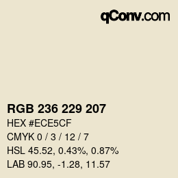 Color code: RGB 236 229 207 | qconv.com