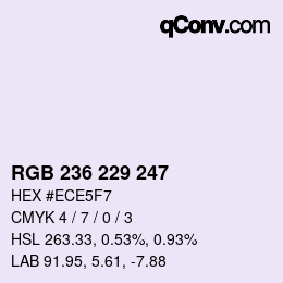 Color code: RGB 236 229 247 | qconv.com