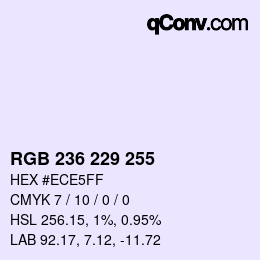 Color code: RGB 236 229 255 | qconv.com