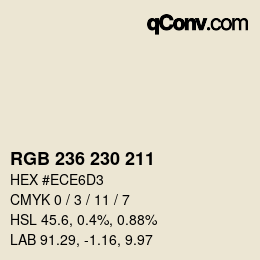 Código de color: RGB 236 230 211 | qconv.com