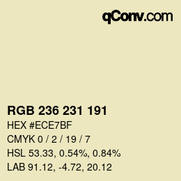 Color code: RGB 236 231 191 | qconv.com